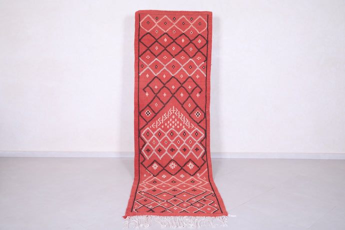 Red Flatwoven Moroccan Runner - Handcrafted Berber Carpet