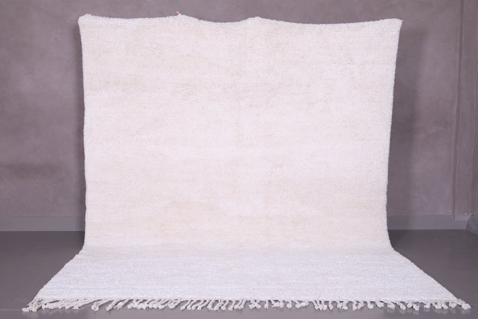 Handmade White Moroccan Rug - Solid Berber Shag Carpet