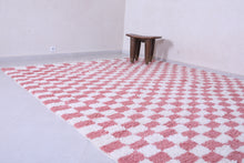 Pink Moroccan rug - Handmade Checkered rug