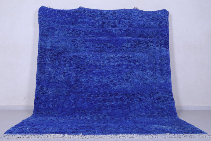 Solid Blue Custom Moroccan Rug - Handmade Shag Berber Carpet