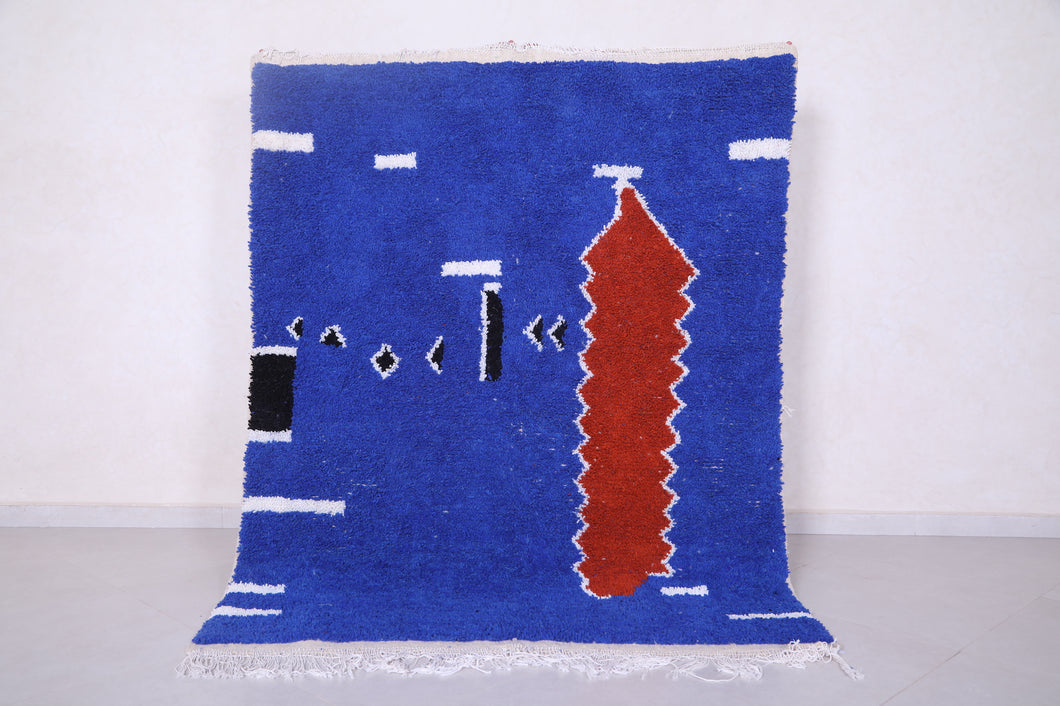 Moroccan berber blue, red rug - handmade carpet