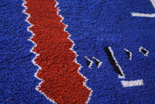 Moroccan berber blue, red rug - handmade carpet
