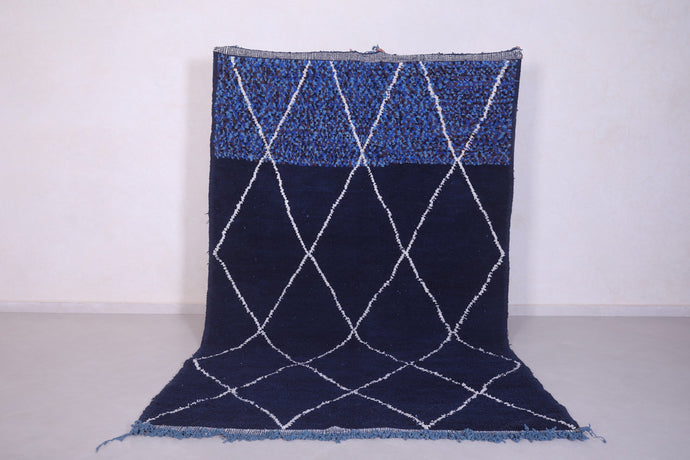 Handmade Moroccan Blue Wool Rug - Custom Berber Carpet
