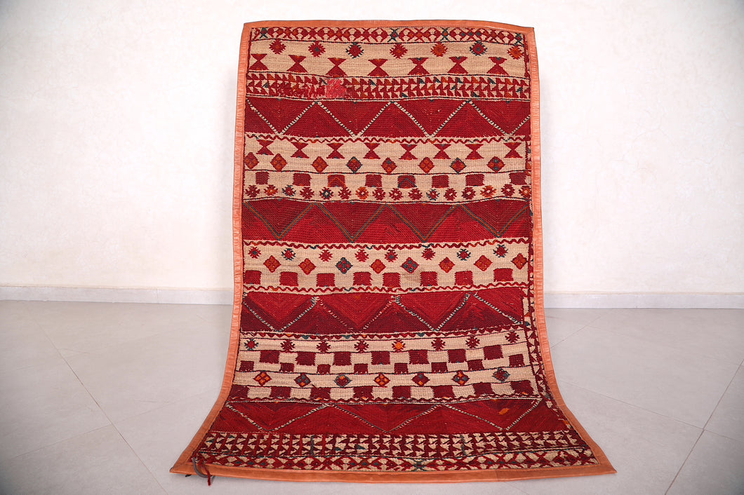 Moroccan Hassira Mat - 3.4 x 5.5 ft | Authentic Handwoven Rug