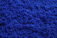 Handmade solid blue rug - Custom Moroccan green bordered rug