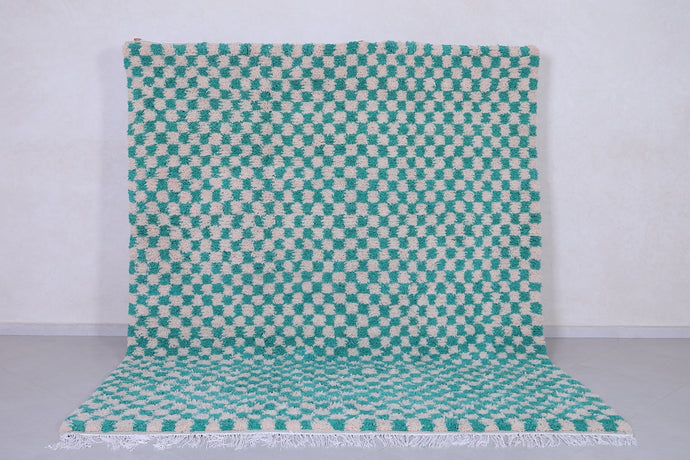 Checkered Green and White Rug - Handmade Berber Rug- Custom Rug
