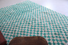 Checkered green and white rug - handmade berber rug- Custom Rug