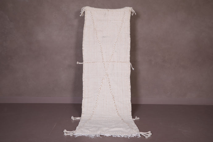 Porcelain White Moroccan Runner Rug - Handmade Berber Carpet
