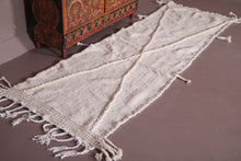 Porcelain White Moroccan Runner Rug - Handmade Berber Carpet