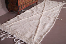 Porcelain White Moroccan Runner Rug - Handmade Berber Carpet