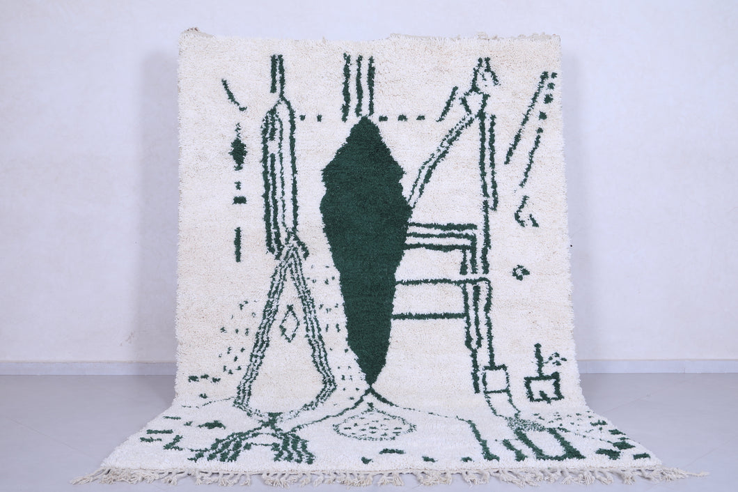 White and green Custom Moroccan rug - Handmade berber rug