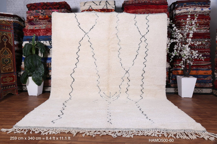 Ivory Moroccan Berber Rug - Handwoven Wool Carpet