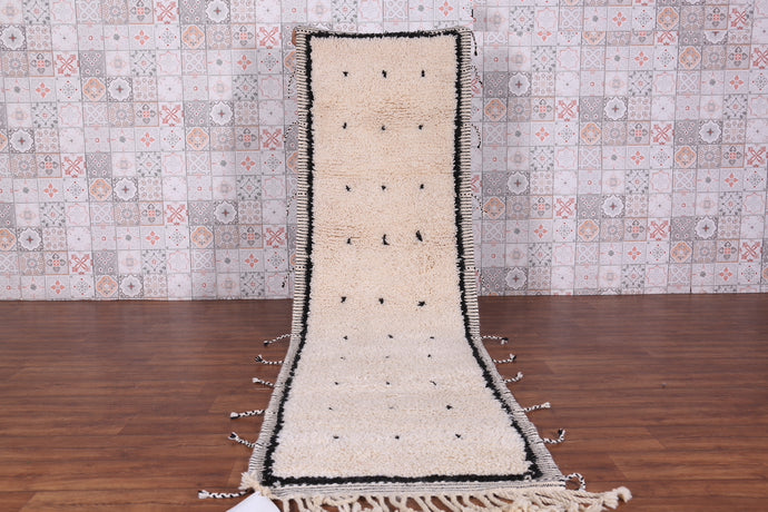 Custom Moroccan Runner Rug - Handmade Berber Carpet with Black Borders