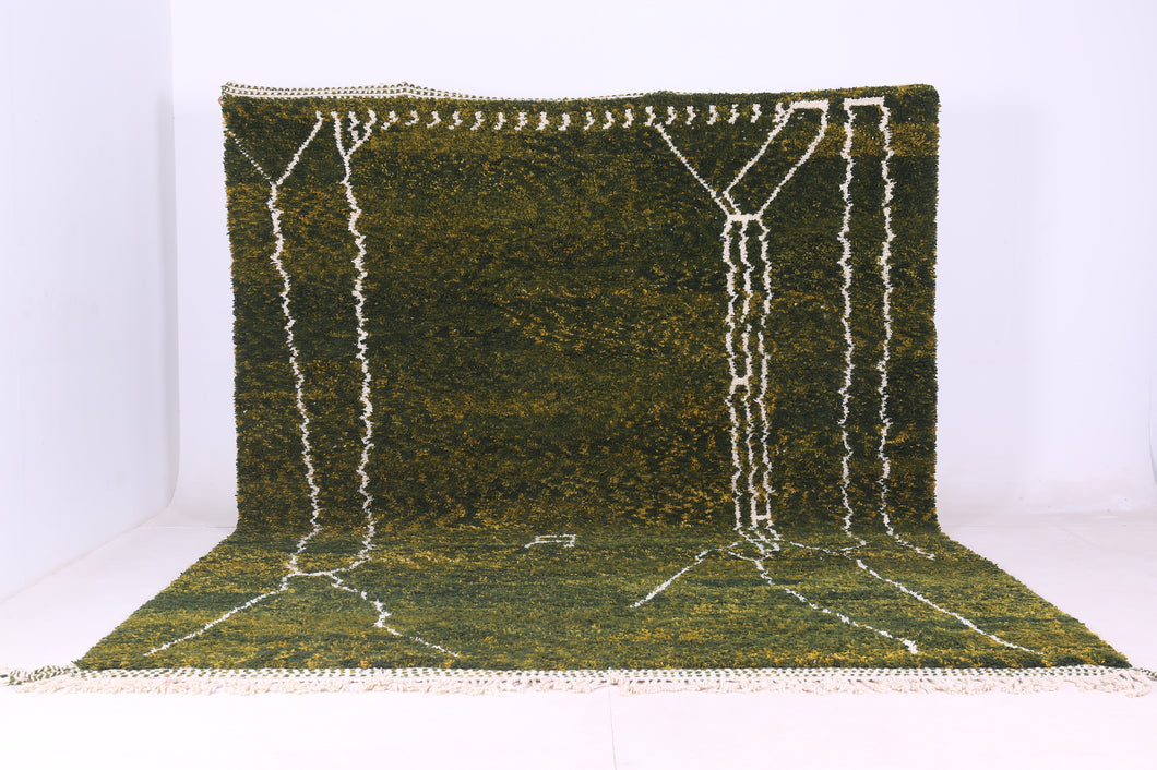 Green Wool Beni ourain rug - Custom berber carpet